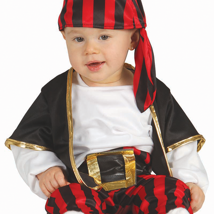 Piratenkostüm Baby Schwarz Rot