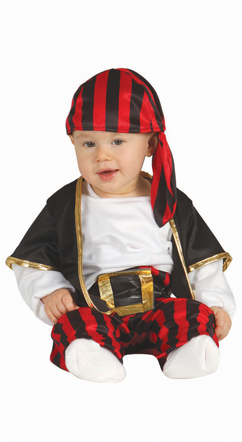 Piratenkostüm Baby Schwarz Rot