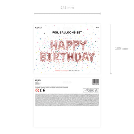 Buchstaben Ballon Set Happy Birthday Rose Gold Leer 3.4m