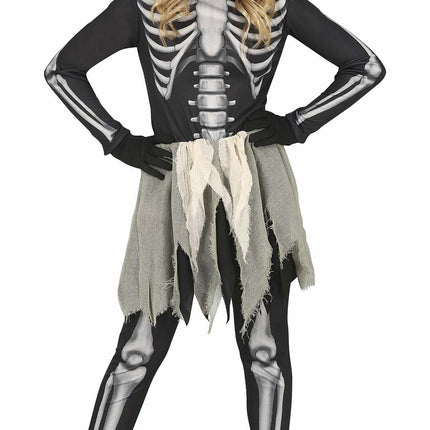 Skelett Halloween Kostüm Mädchen Schwarz