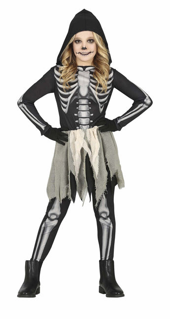 Skelett Halloween Kostüm Mädchen Schwarz
