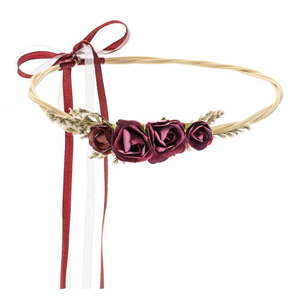 Floraler Haarreif Bordeaux Rot