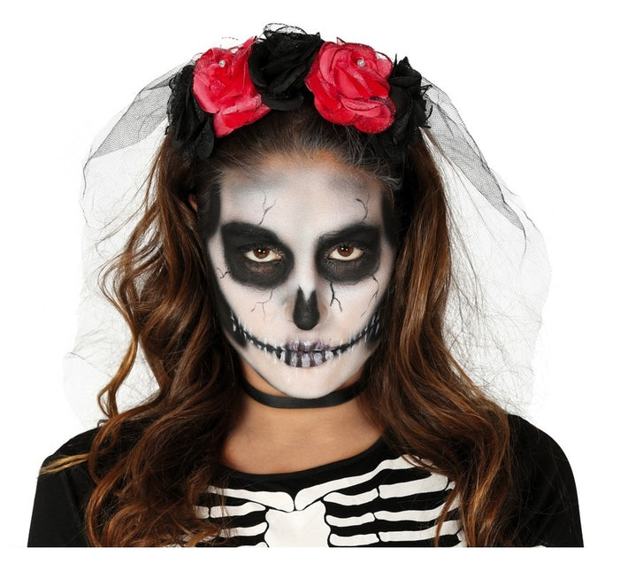 Halloween Haarband Blume Schleier