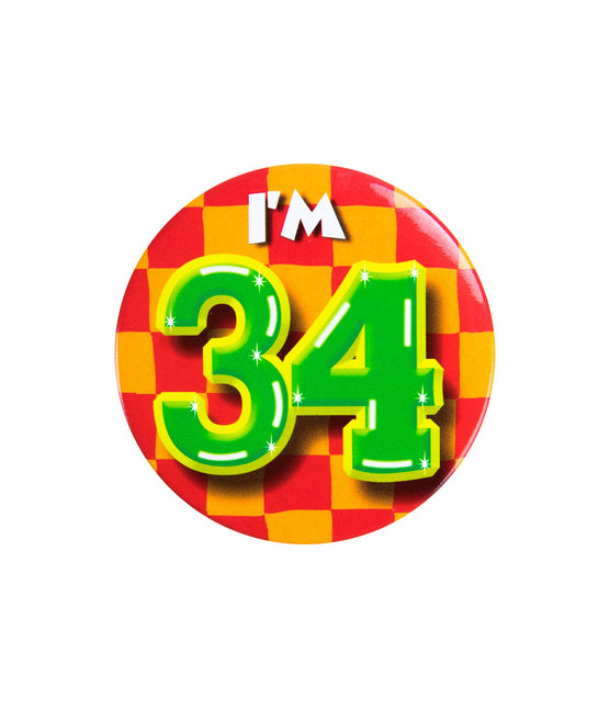 Ich bin 34 Button 34 Jahre 5.5cm