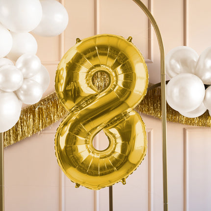 8 Jahre Figur Ballon Gold Leer 72cm