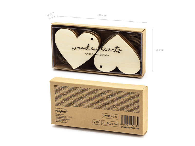 Herz-Anhänger Holz 6cm 10Stück