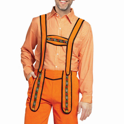 Orangefarbene Lederhosen Herren Johann Lang