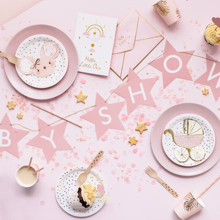 Rosa Girlande Baby Shower Sterne 2,9m