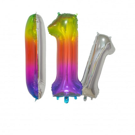 Folienballon Figur 1 Regenbogen Transparent 66cm