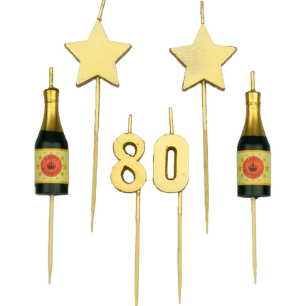 Kerzen 80 Jahre Champagner 17,5cm