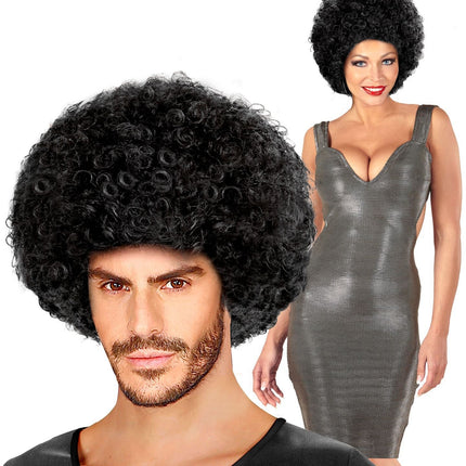 Schwarze Afro Unisex Perücke