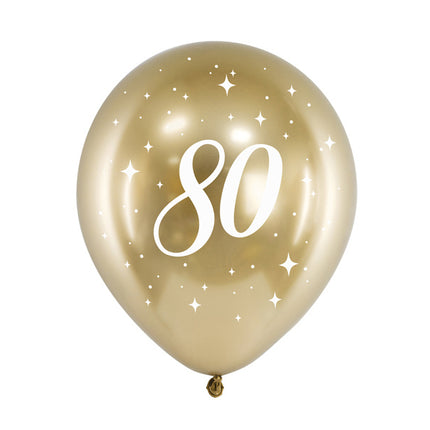 Ballons 80 Jahre Gold 30cm 6 Stk.