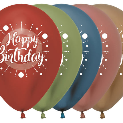 Ballons Happy Birthday Mehrfarbig Reflex Mix 30cm 25Stk