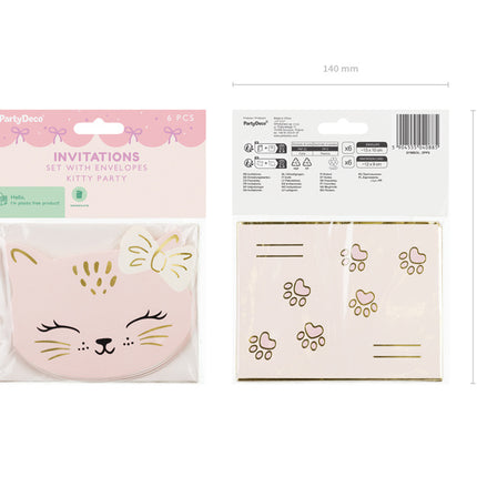 Katze Einladungen 13cm 6Stück