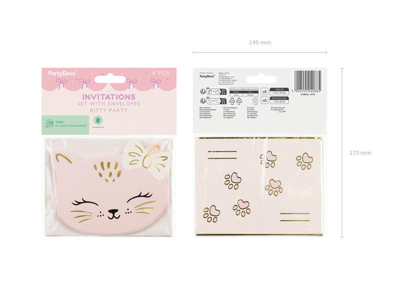 Katze Einladungen 13cm 6Stück