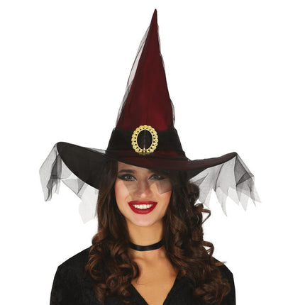 Halloween Hexenhut Schleier Rot