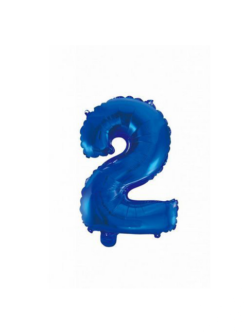 Folienballon Figur 2 Blau 41cm mit Strohhalm