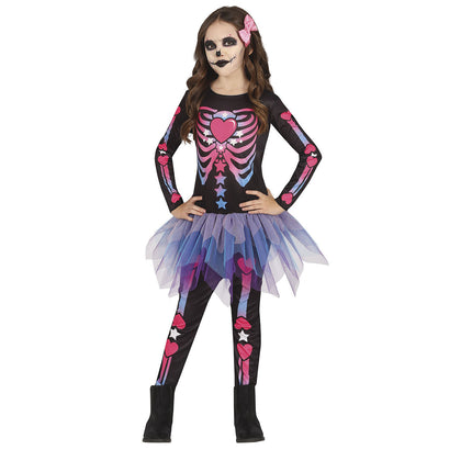 Skelett Halloween Kostüm Mädchen Rosa