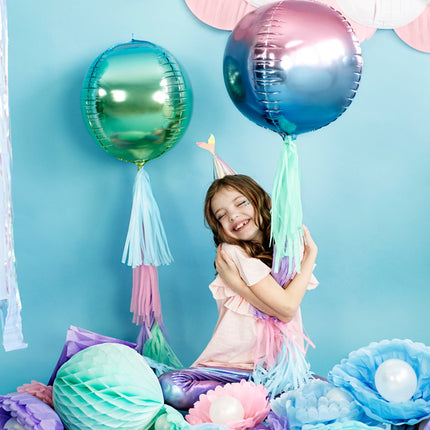 Helium Ballon Rund Blau Grün Leer 35cm