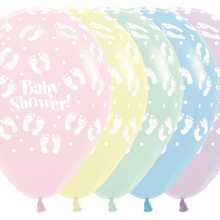 Ballons Baby Dusche Fußabdrücke Pastell Matte Mix 30cm 25pcs