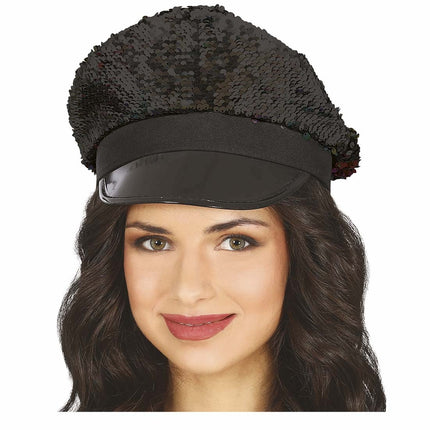 Schwarze Mütze Pailletten