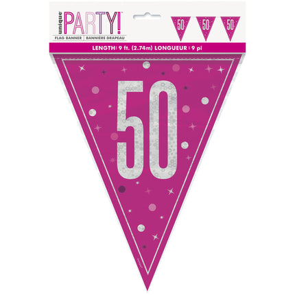 50 Jahre Girlande Rosa 2,5m