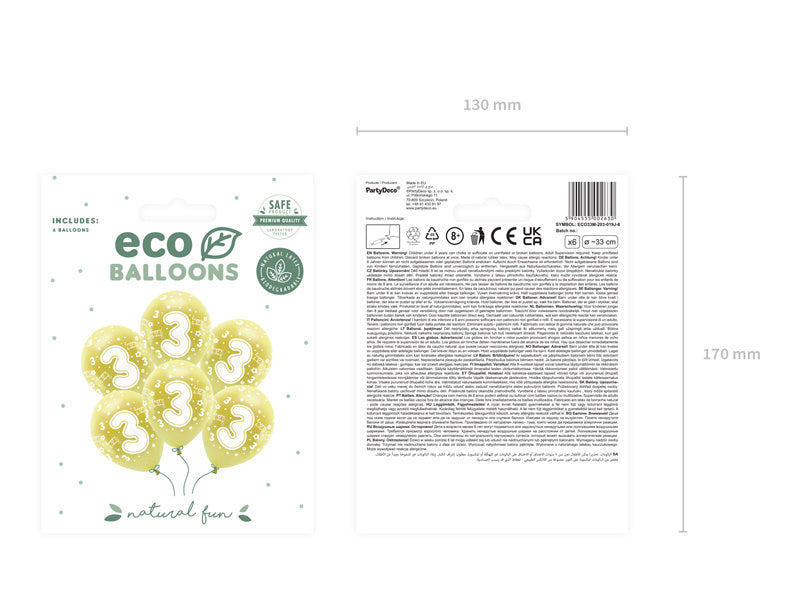 Luftballons 3 Jahre Gold 33cm 6Stück