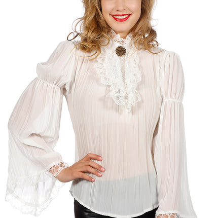 Piratenbluse Weiß Damen