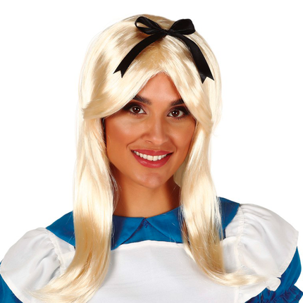 Blonde Perücke Schwarze Schleife