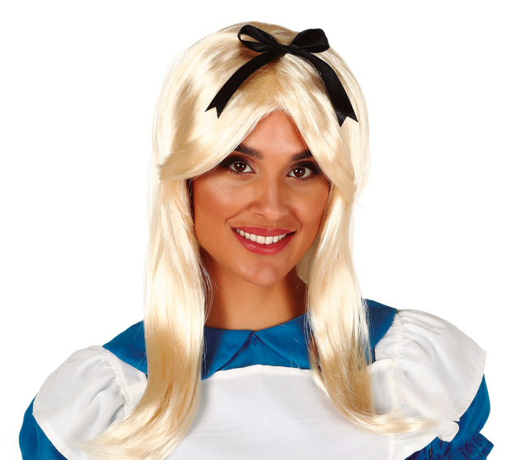 Blonde Perücke Schwarze Schleife