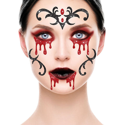 Halloween Gesichtsaufkleber Vampir Glitzer 20cm