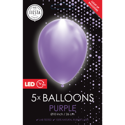 Lila Led Ballons 26cm 5Stück