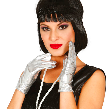 Silberne Handschuhe 22cm