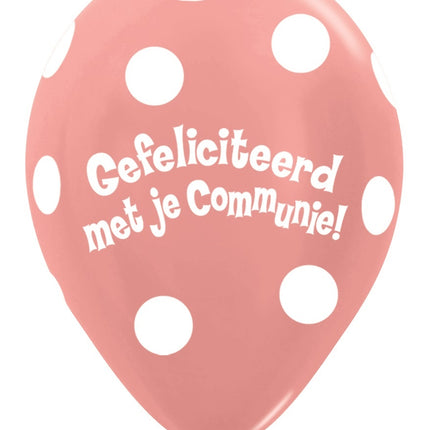 Ballons Kommunion Polka Dots Metallic Rose Gold 30cm 50Stück