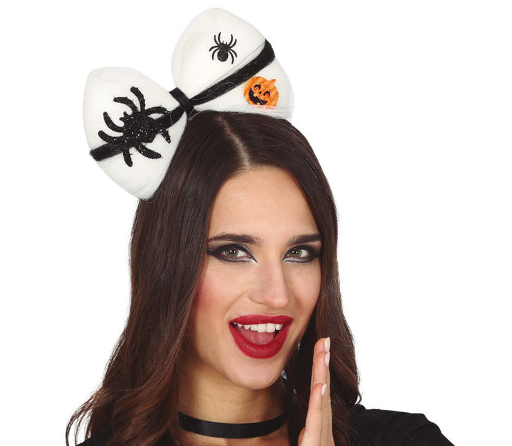 Halloween Haarband Spinne Weiße Schleife