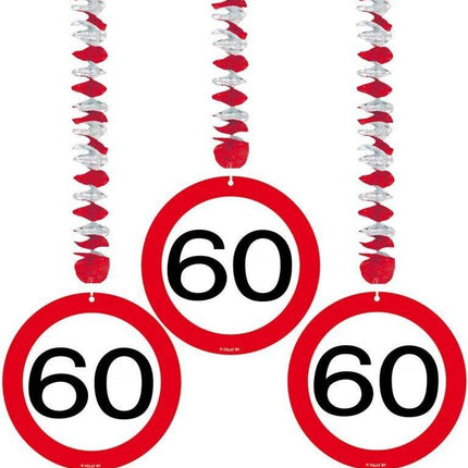 Hängende Dekoration 60 Jahre Verkehrszeichen 17,5cm 3Stk.