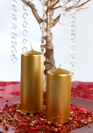 Stumpfe Kerze Gold Metallic 12cm 6 Stk.