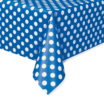 Blaue Tischdecke Weiße Punkte 2.74m