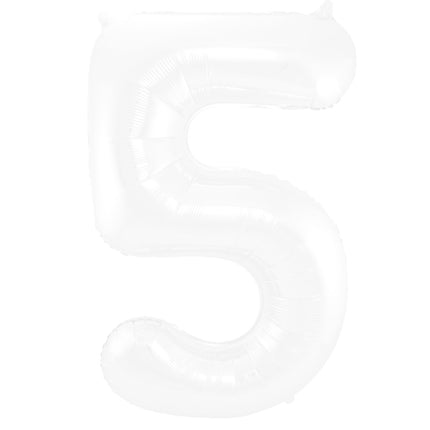 Folienballon Figur 5 Matt Weiß XL 86cm leer