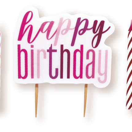 Happy Birthday Kerzen Kerze Rosa 13Stück