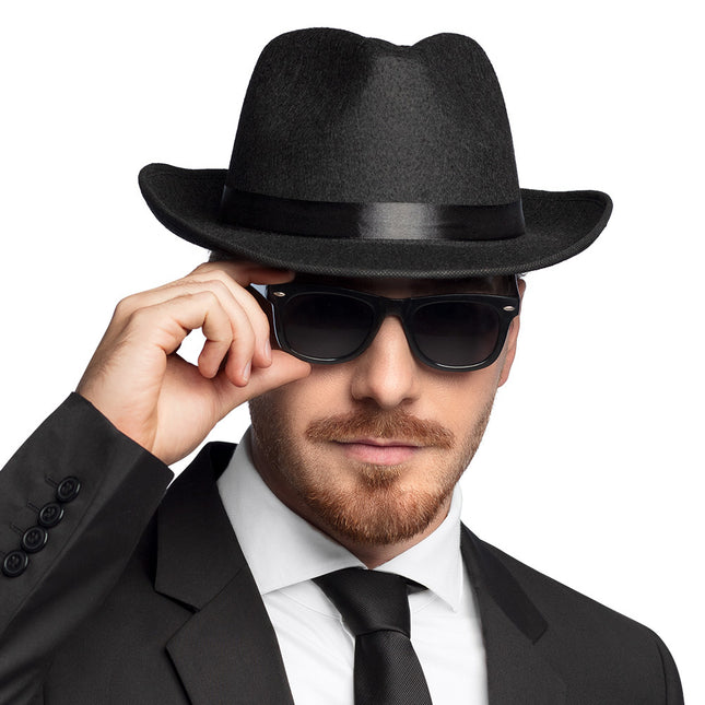 Schwarze Brille 3tlg.