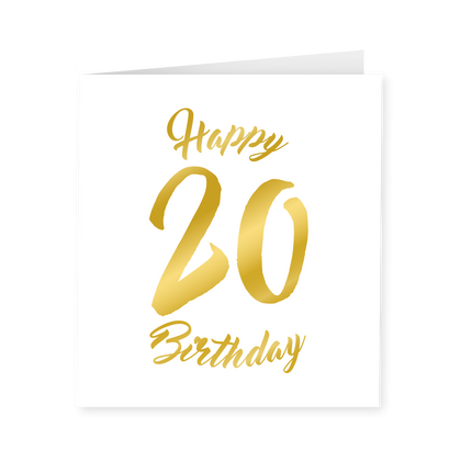 Karte 20 Jahre Gold Weiß 15cm