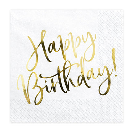 Weiße Servietten Happy Birthday 33cm 20Stück