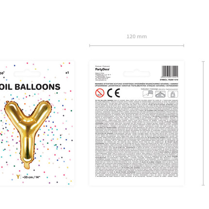 Folienballon Buchstabe Y Gold Leer 35cm
