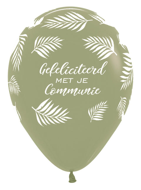 Ballons Herzlichen Glückwunsch zur Kommunion Palmen Eukalyptus 30cm 25 Stk