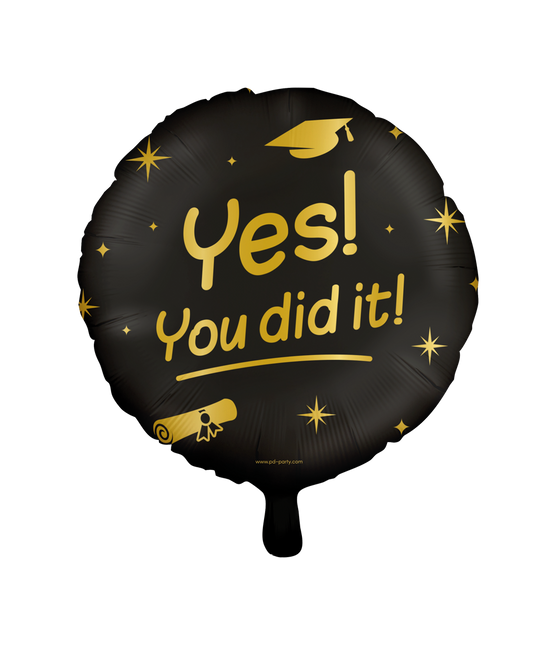 Schwarzer Gold bestandener Heliumballon You Did It Empty 45cm