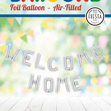 Buchstaben-Ballon-Set Willkommen zu Hause Silber