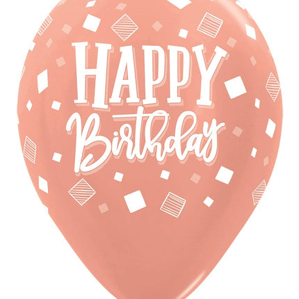 Ballons Happy Birthday Squares Metallic Mix 30cm 25Stk