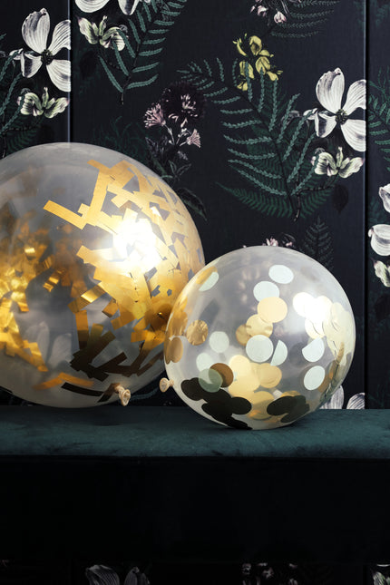 Konfetti Ballon Blau Gold 30cm 4Stk