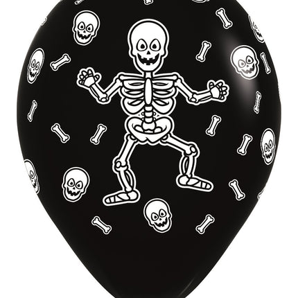 Ballons Skelett Schwarz 30cm 25Stk